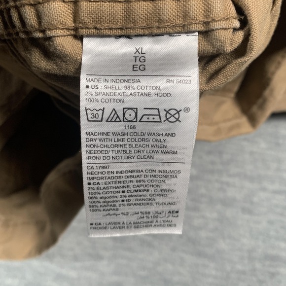 Old Navy Jacket Mens XL Tan Hooded Utility Cotton Blend Zip Front Cargo Pockets - Picture 9 of 13
